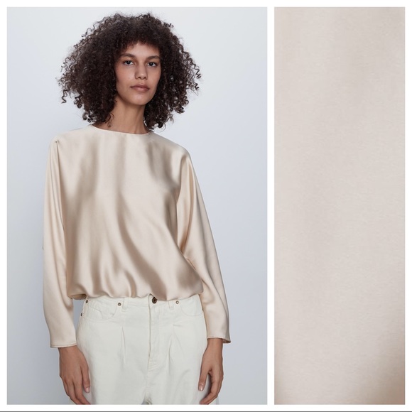 Zara | Tops | Nwt Zara Soft Gold Satin Effect Blouse Size Xl | Poshmark